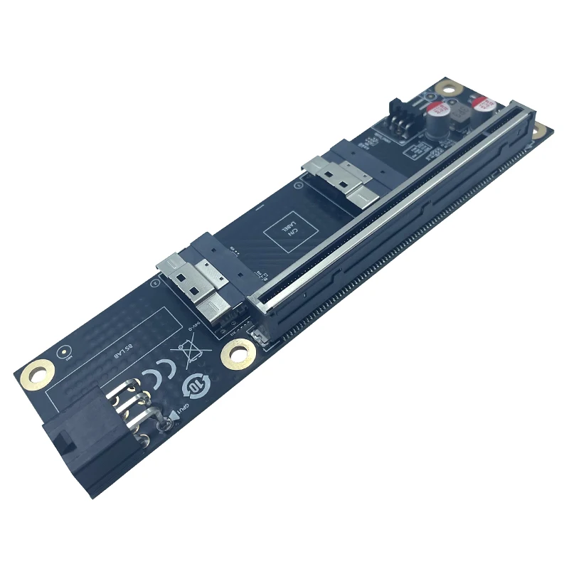 Фото НОВАЯ 2-портовая карта-адаптер SlimSAS 8i x2 к слоту PCIe5.0 x16 SFF8654 Riser Card GEN5 для сетевой видеокарты GPU 6Pin Power №5