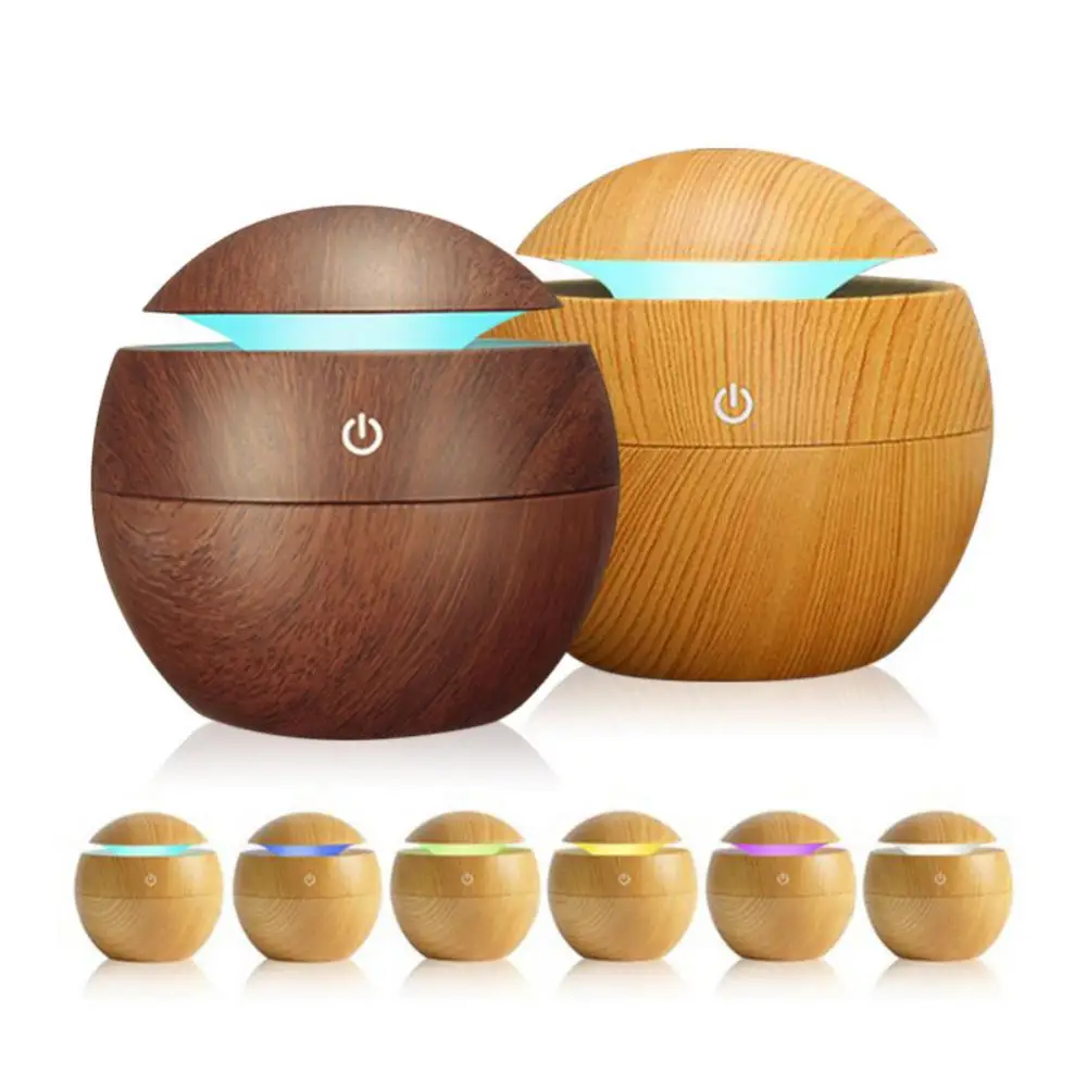 

Led Night Light Aromatherapy Home 1pcs Round Wood Grain Mini Cool Mist Maker Wood Grain Waters Sprayer Compact And Portable Home