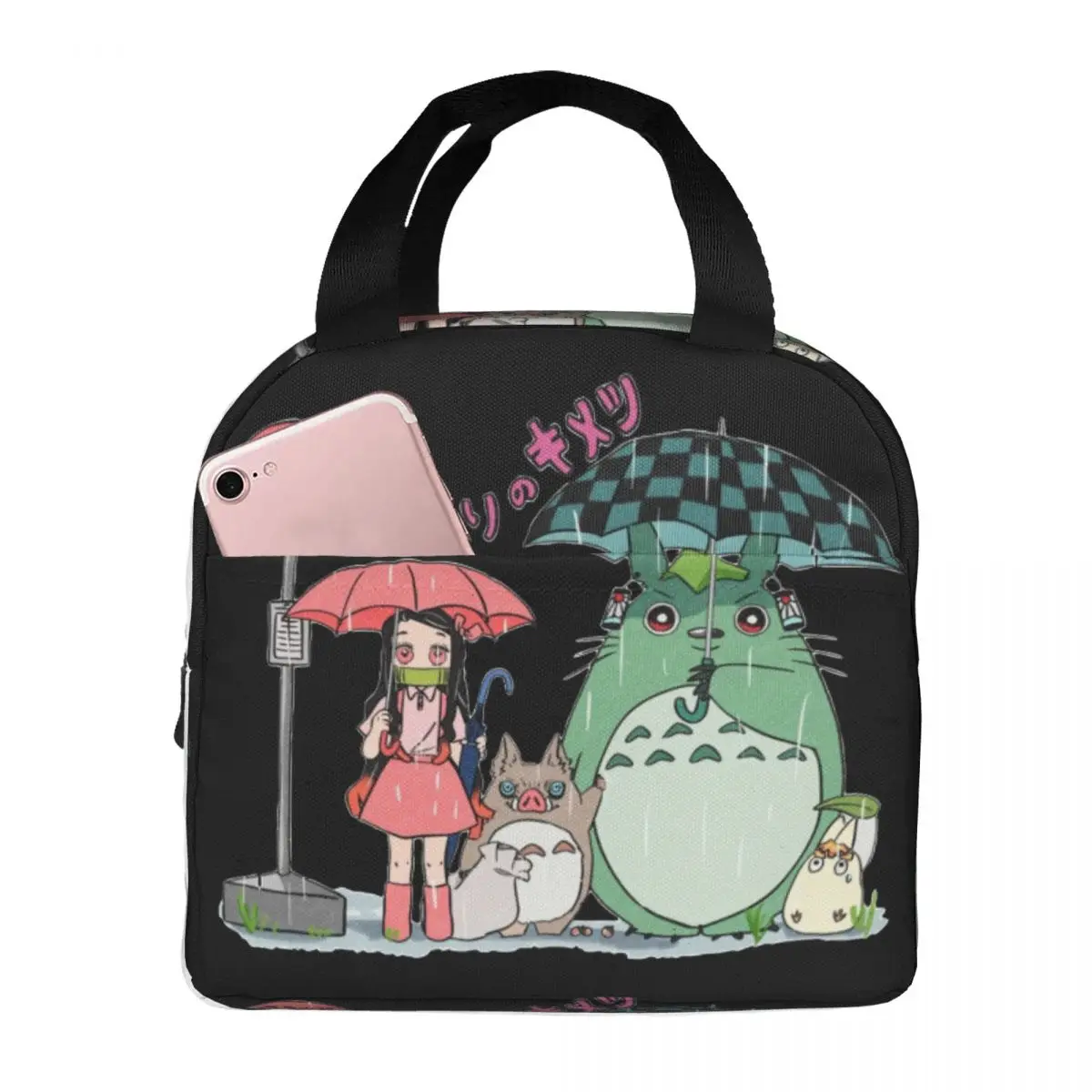 Lunch Bag for Men Women My Neighbor Totoro Demon Slayer Thermal Cooler Bag Portable Picnic Travel Kamado Nezuko Tote Handbags