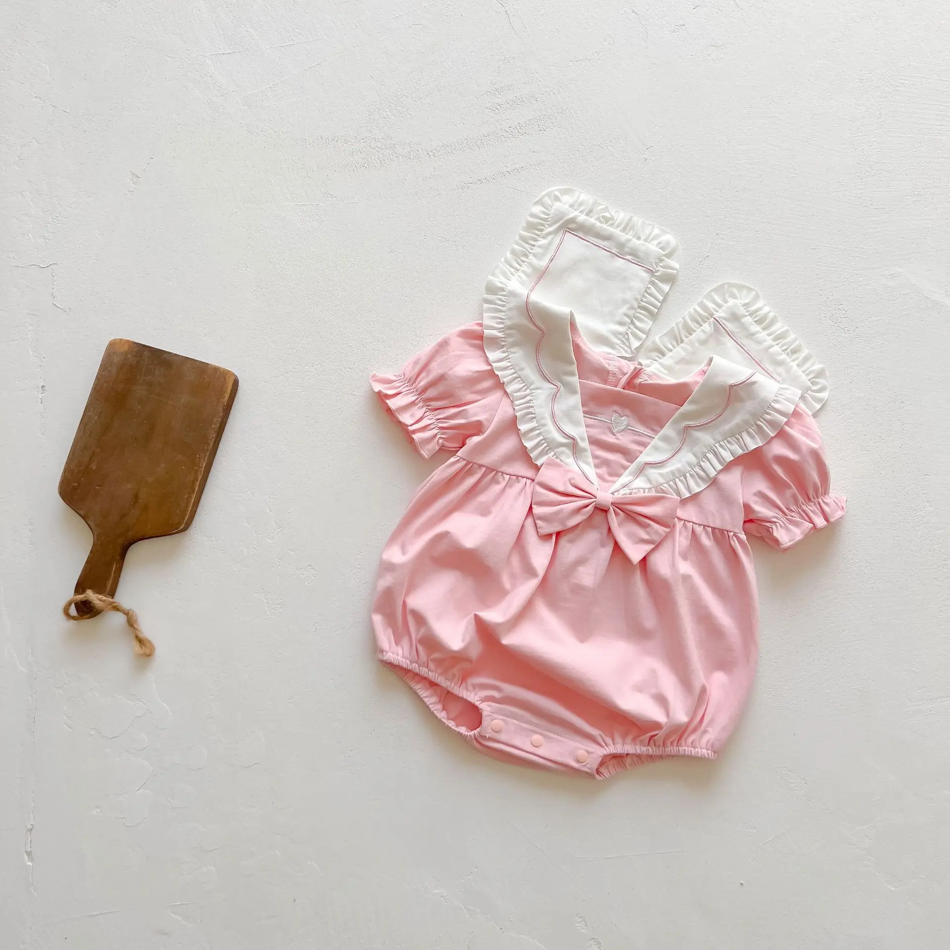 RiniLucia Newborn Summer Baby Rompers Cotton Short Sleeves Print Infant Baby Girls Jumpsuit Girls Clothes Baby Stuff With Bow