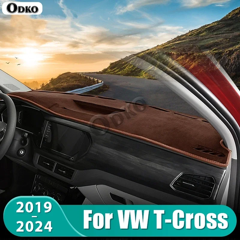 Фото Для Volkswagen VW T-CROSS TCROSS 2019 2020 2021 2022 2023 2024 коврик для приборной панели автомобиля солнцезащитный козырек нескользящий чехол аксессуары с левым рулем и правым рулем №1