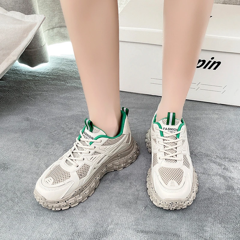 

Autumn Breathable Thin Mesh Casual Sports Fashion Versatile Ins Tide Net Red Super Fire Dad Shoes Women Anti-skid Wear-resistant