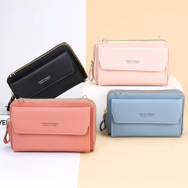 

Fashion Casual Long Ladies Wallet Double Zipper Korean Mobile Phone Bag Female Bag Shoulder Bag Wholesale Ladies Wallet