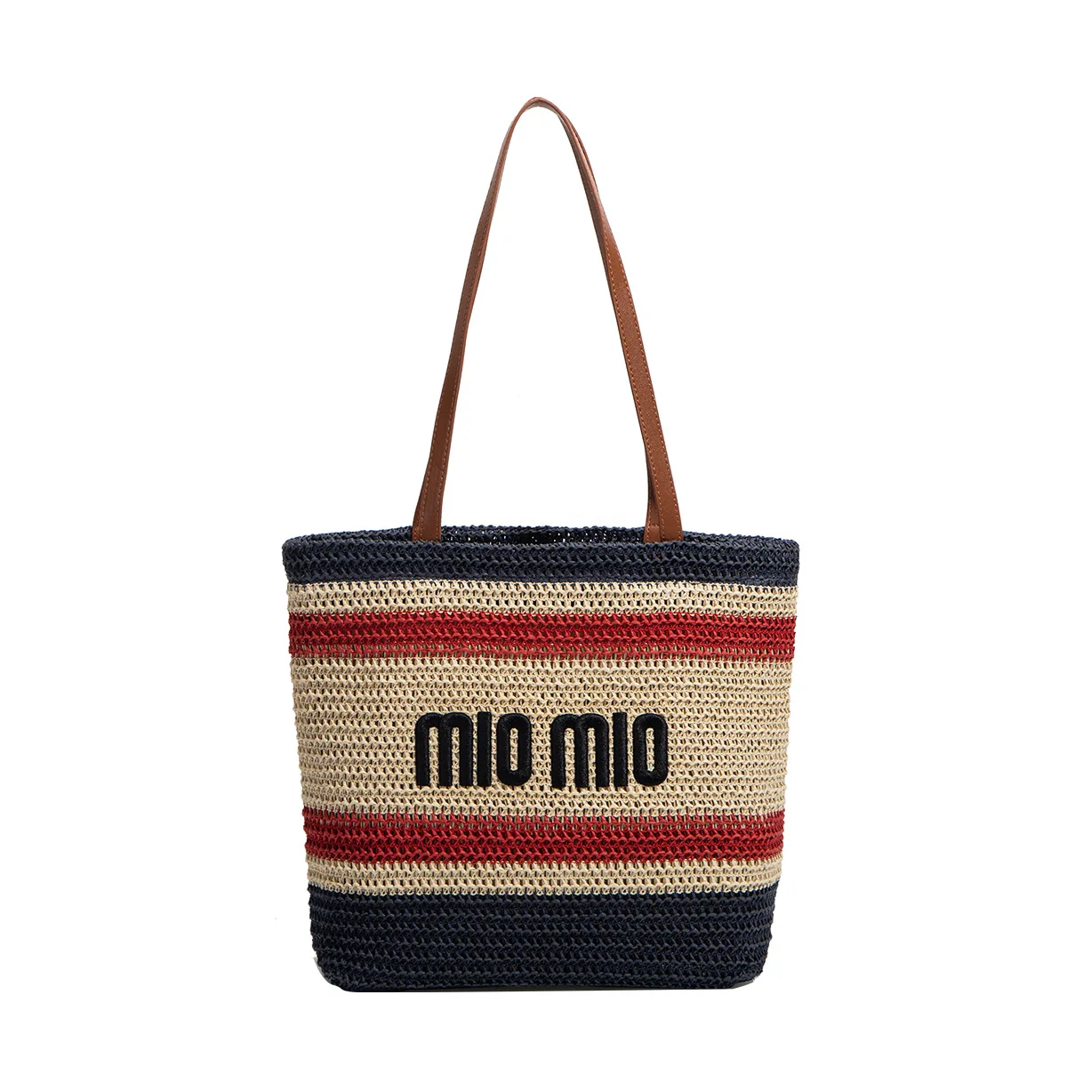 

Korean Style Ladies Straw Bag Fashion Personality Weaving Bucket Bag Large -capacity Shoulder Tote Bag Shopping Bag