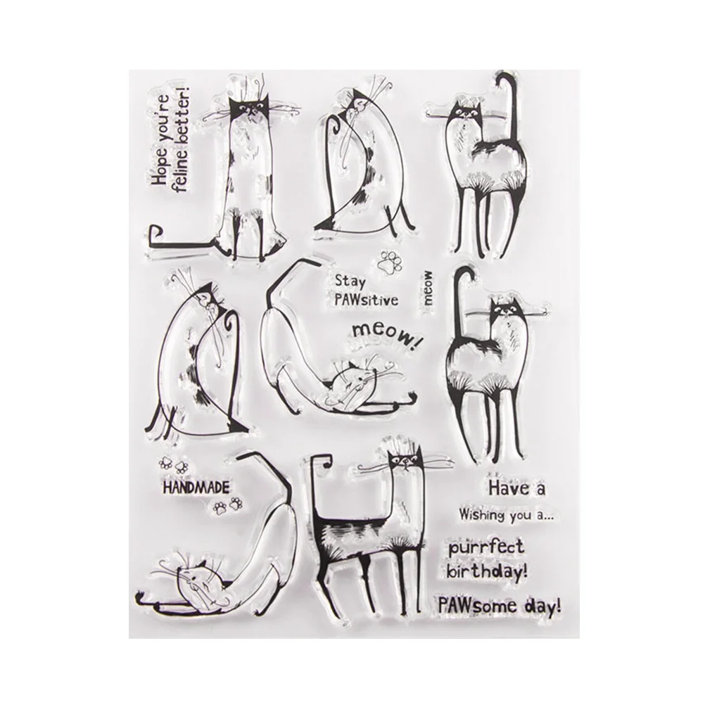 

Silicone Stamp Clearstamps Seal Scrapbooking Cat Transparent Scrapbook Journaling Frame Calendar Animal Girls