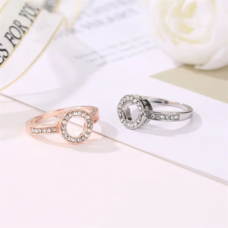 

fashion selling rings Temperament elegant diamond-set circle ring children's geometric micro-set hand ornaments bridal jewelry