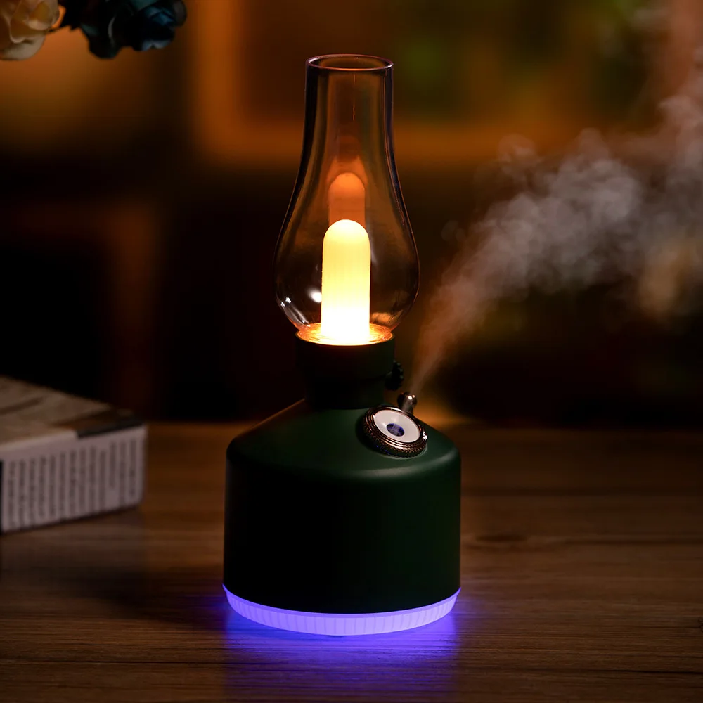 

Retro Creative Night Light Retro Time Light Humidifier Portable USB Charge Table Lamp Mute Mist Maker Bar Cafe Kerosene Lamp
