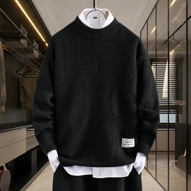 Свитер мужской осень-зима 2024 новый дизайн студенческий базовый вязаный