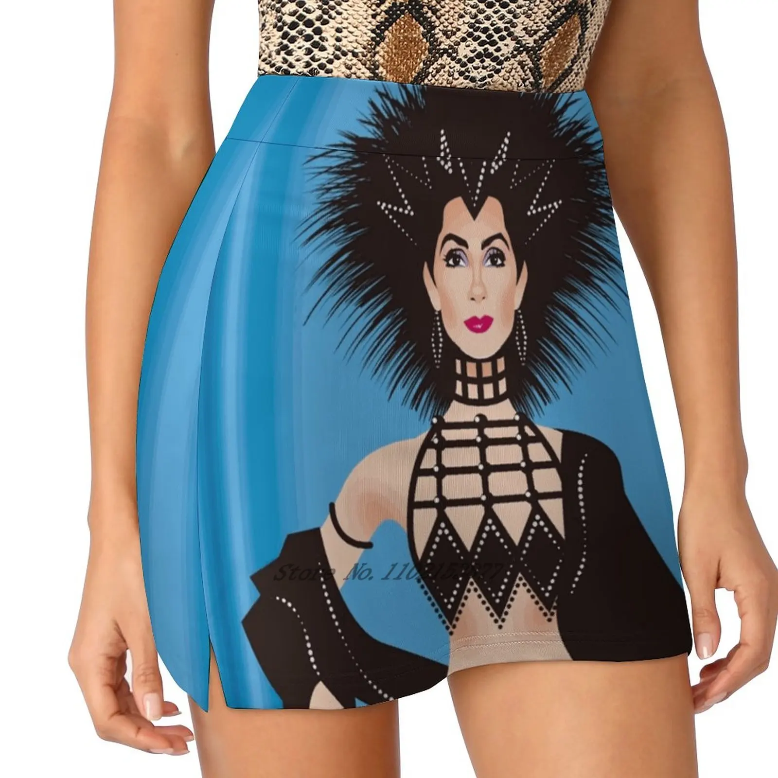 Новинка 1986 года женские юбки двухслойное короткое платье с принтом