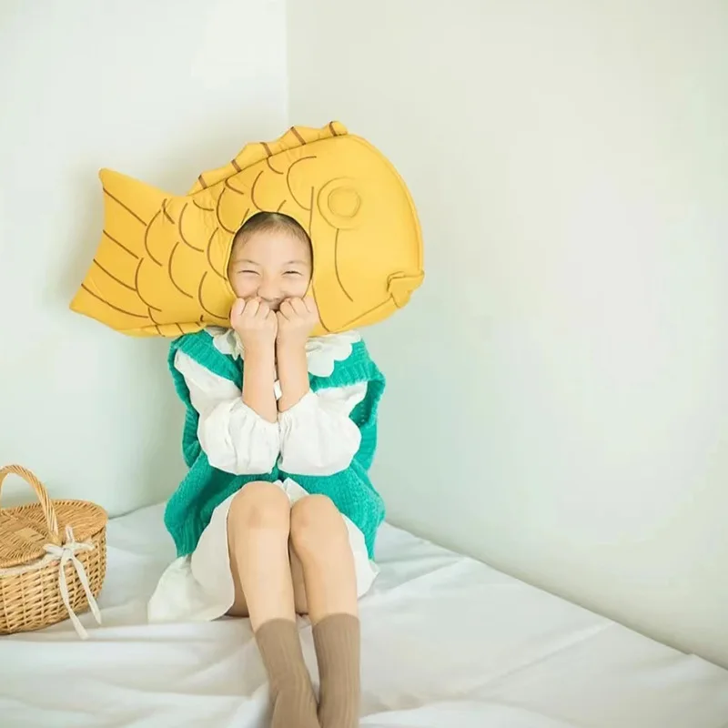 

1 шт., новинка, забавный желтый чехол для головы рыбы, сжигающий чехол для головы, головной убор для рыбы, реквизит для головы, странное украшение на Хэллоуин