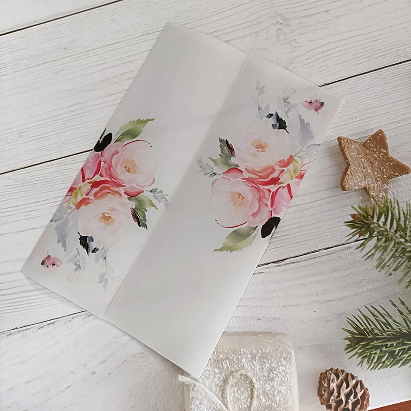 50 шт./лот новая индивидуальная Свадебная пригласительная открытка с цветочным