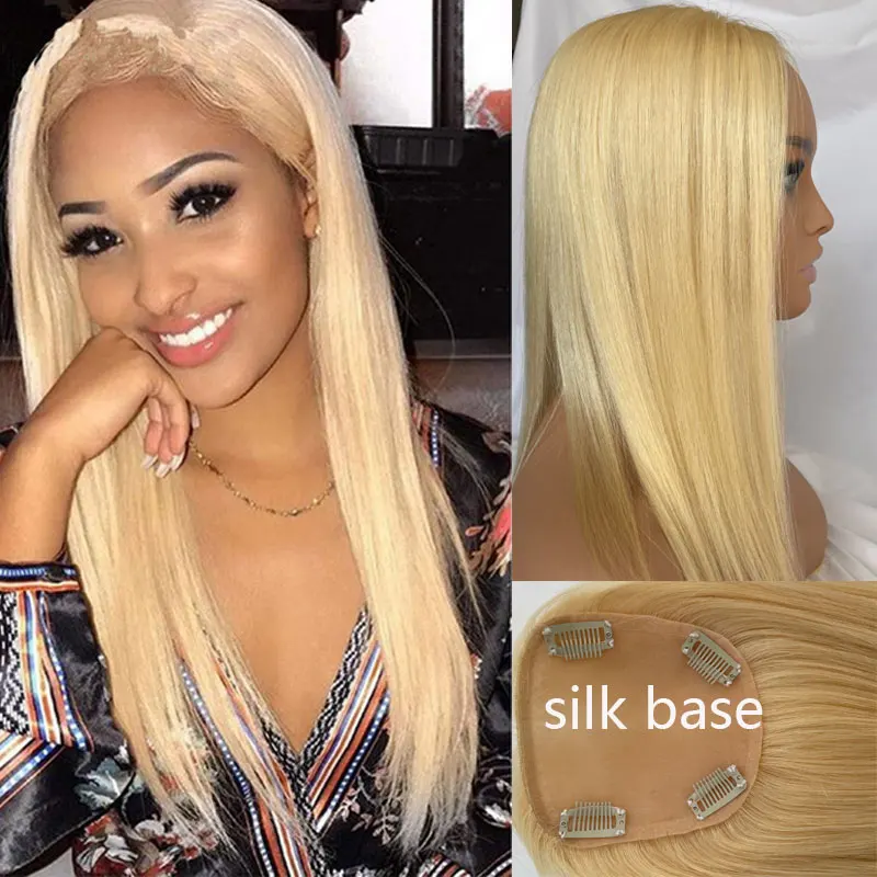 

Silk Straight Closure Human Hair Silk Base Top Closure 10A Virgin Brazilian Hair 613#Topper For Women Hair Pieces Clip in Crown