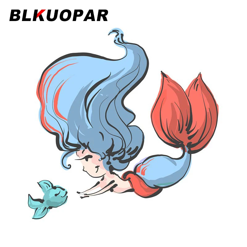 BLKUOPAR 13 см x 12,9 см Милая Русалка с рыбой аниме Настенная Наклейка Водонепроницаемая Личная наклейка креативный багажник графика автомобильные товары