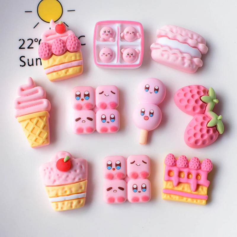 

10 шт. новые милые мини Мультяшные розовые пирожные пищи и игры из смолы для скрапбукинга «сделай сам» ювелирные изделия шпильки аксессуары для украшения рукоделия