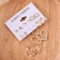 6 pairs classic dangle earrings for women girls teens trendy elegant zircon pearls hoop earrings ear studs fashion jewelry gifts