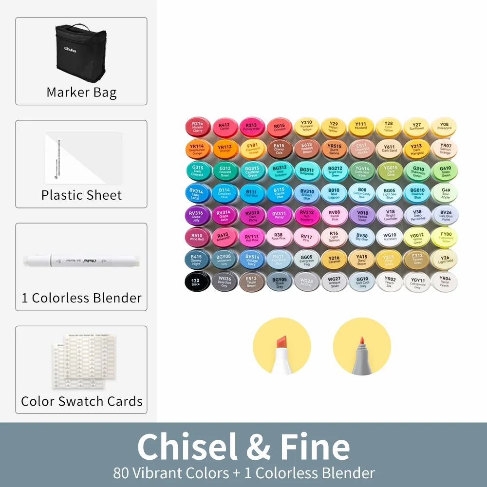 

Маркеры Ohuhu Oahu 80 цветов