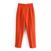 2022 womens chic and fashionable office pants with seam details vintage high waist zipper fly womens ankle pants stylish tops