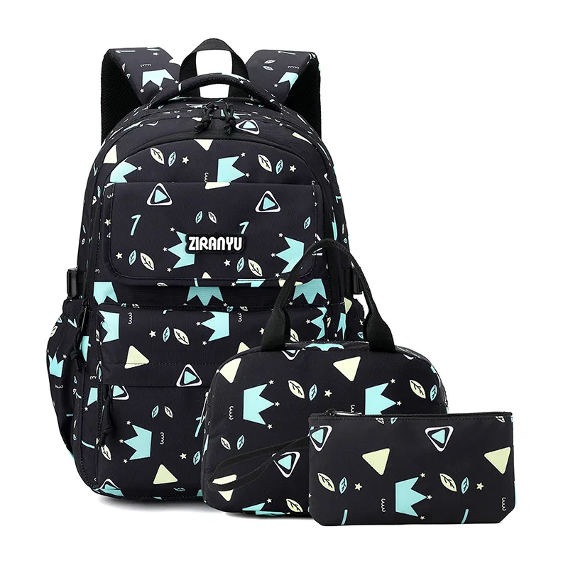 Geometric Printing School Bags Children Backpacks For Teenagers Girls Waterproof Trave Bag Child Orthopedics 3Pcs/set Schoolbags