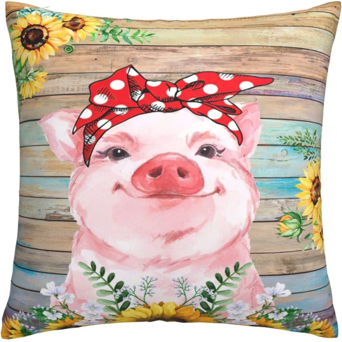 

Cute Pink Pig Pillow Cover Sunflower Pillow Case Home Decor Animal Decorative Pillows for Sofa Bed Couch Pillowcase 40x40 Cm