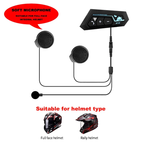 Bluetooth-гарнитура BT22 для шлема, мотоцикла, мотоцикла
