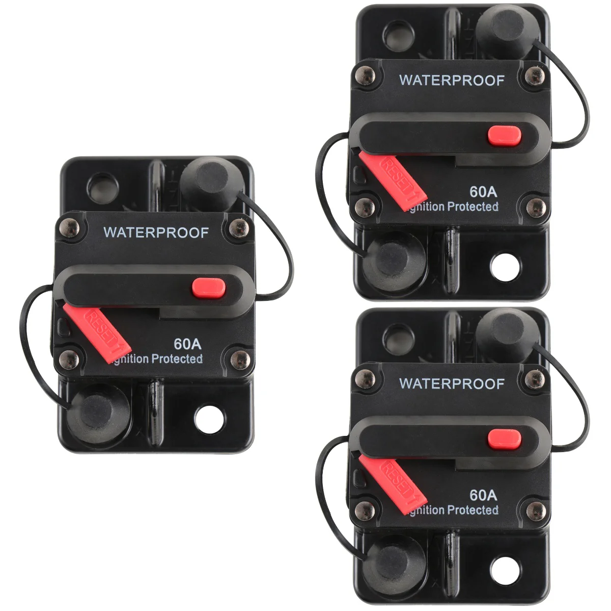 

3pcs 12V~36V Circuit Breaker Fuse Inverter for Auto Truck RV Marine Trailer Manual Restoration Waterproof Power Circuit Breaker