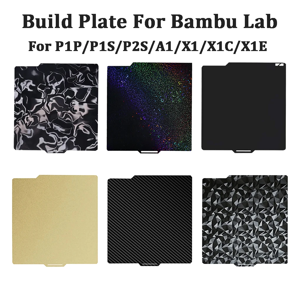 Фото Пластина для 3D-принтера Bambu Lab P1S A1 X1C P2S с текстурой PEI 257x257 H1H, лист PEY/PEO из пружинной стали для Bambu Lab X1 Carbon, Bambu Lab P1P №2