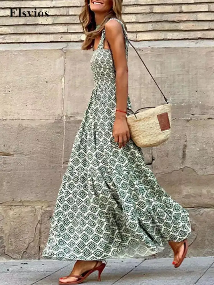 

Summer Fashion Print Slash Neck Party Dress Women Vintage Casual Bohemian Beach Dress Sexy Ruffle Straps Off Shoulder Long Dress
