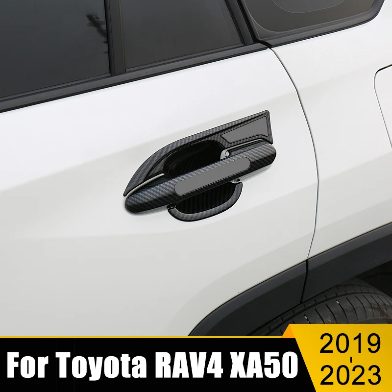 

For Toyota RAV4 XA50 2019 2020 2021 2022 2023 RAV 4 Hybrid ABS Carbon Car Door Handle Bowl Cover Protection Trim Case Stickers