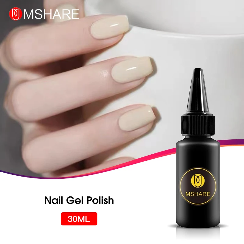 

MSHARE Milky White Nails Gel Polish Varnish Lacquer Cream Color Gel Polish Soak Off Rubber BaseTop Cured with Nail Dryer 30ml