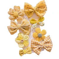 kids cute floral children hair clips cotton fabric big bow hair clips hairpin for girls boutique quality hair accessories