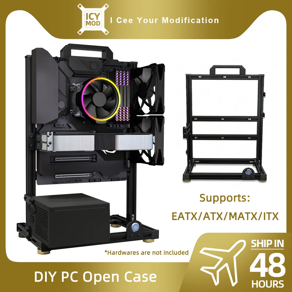 Open PC Case Gamers Cabinet ATX MOD Chassis Rack DIY Computer Base Frame Desktop MATX Aluminum Creative ITX EATX Tower Gaming