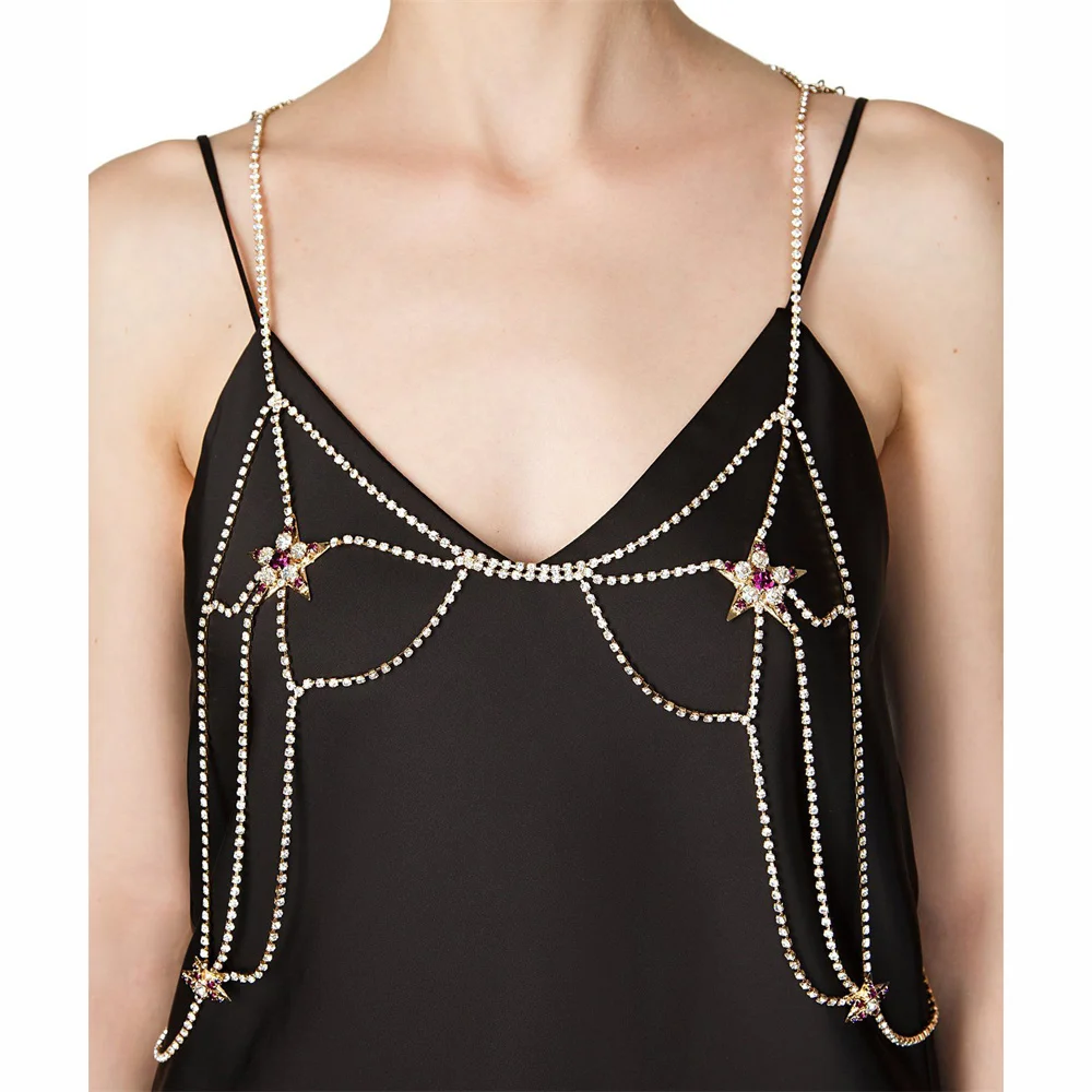 

Новый узор, трендовые ювелирные изделия с пятиконечными звездами, бретельками, сексуальные роскошные аксессуары для бикини