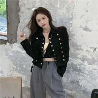 fursarcar long sleeve lapel short jacket women autumn new korean streetwear coat female straight casual harajuku tops mujer