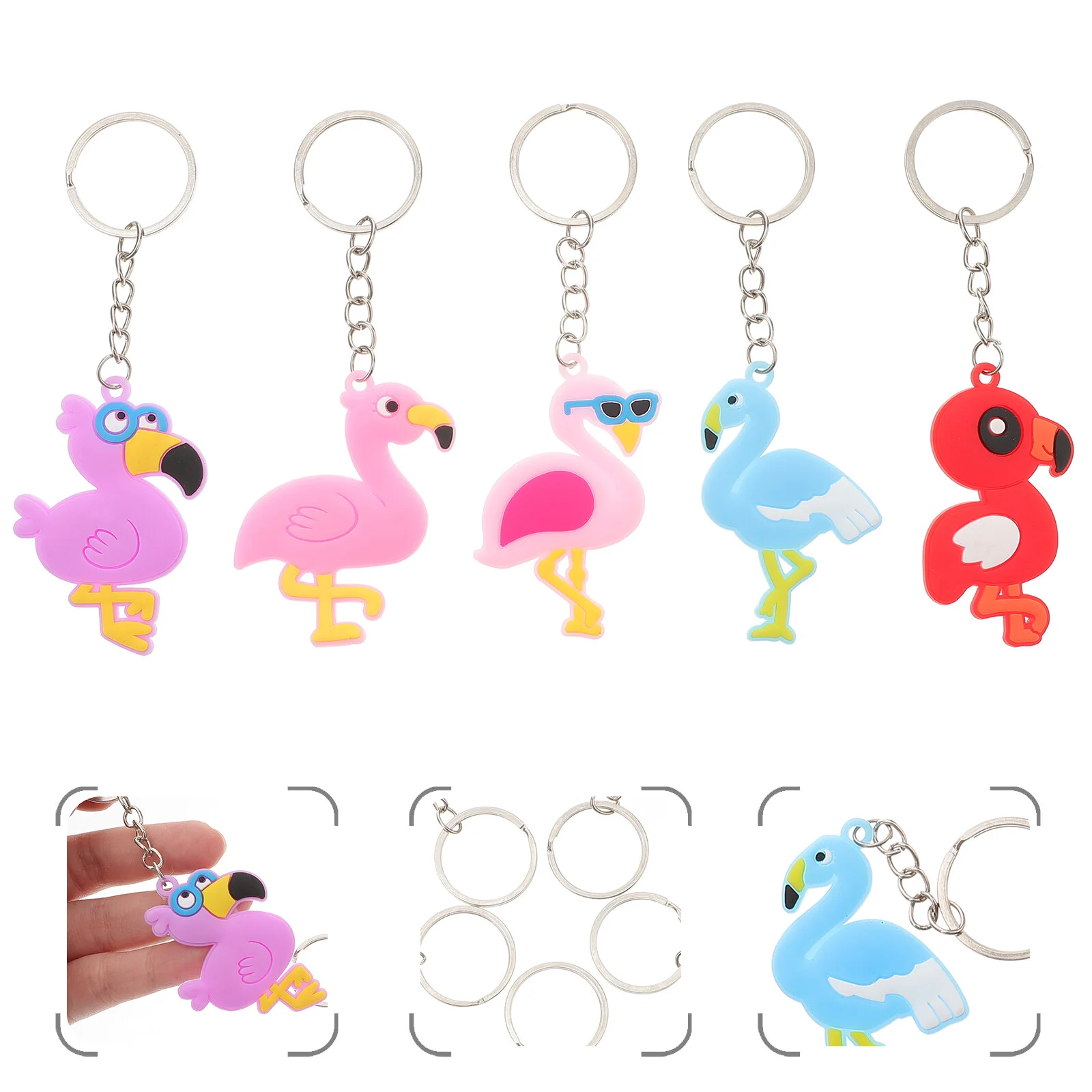 

12pcs Flamingo Hanging Key Ring Ornament Fashion Keychain Pendant Creative Keychain Decor (Mixed Color and Style)