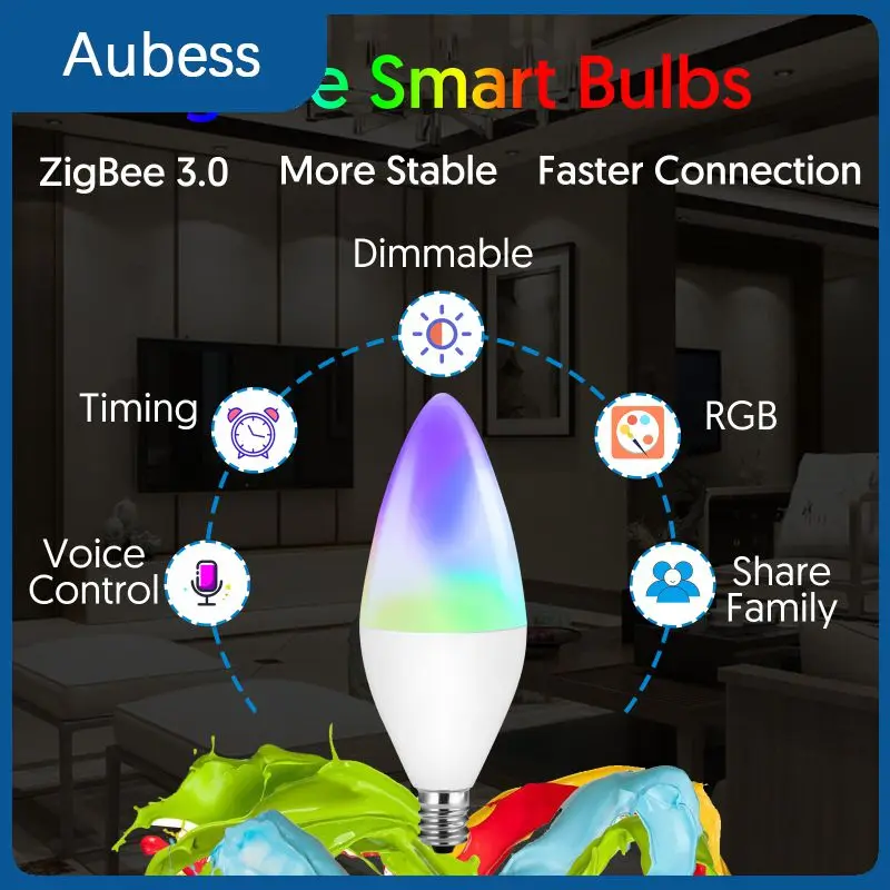 

4,5 Вт, 2700 лм, E14, Zigbee, умная лампа, легкая, Wi-Fi, умная лампа, удобные умные Светодиодные лампы 6500-3,0 k, Zigbee, светодиодная лампа
