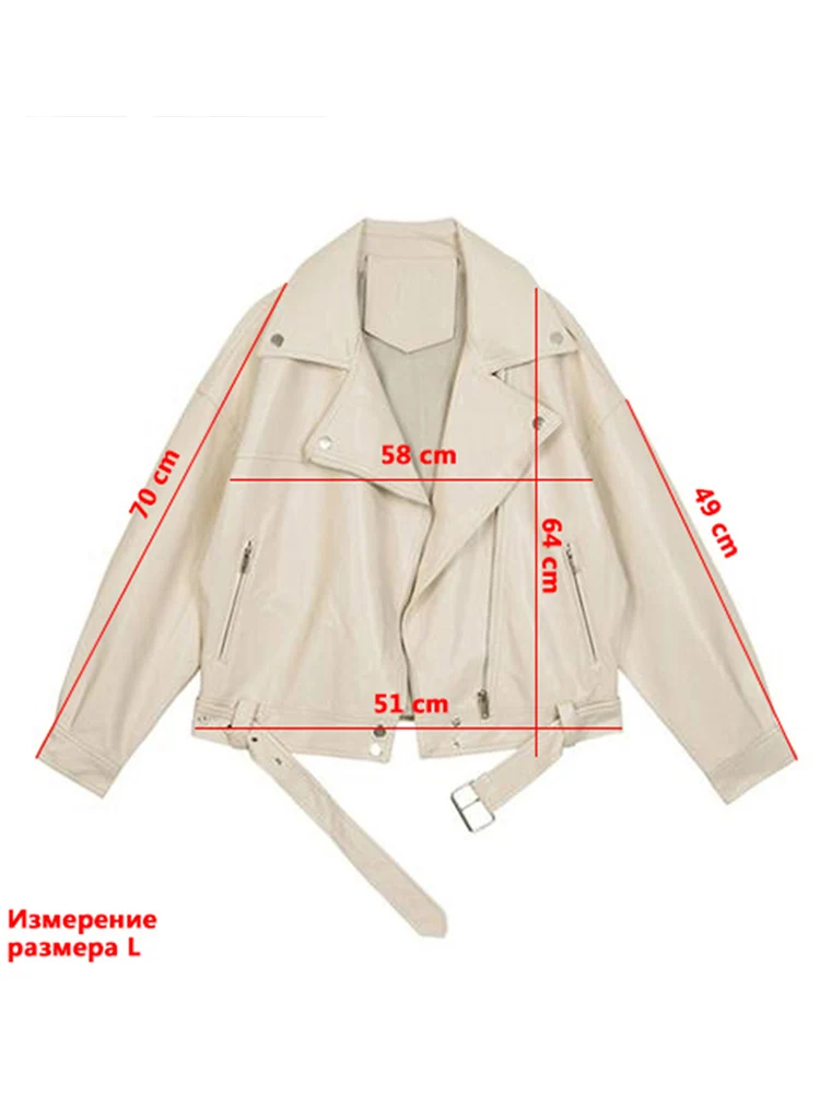 FTLZZ 2022 New Spring Women Pu Leather Motorcycle Jacket Female With Belt Solid Color Jackets Ladys Loose Casual Jacket enlarge