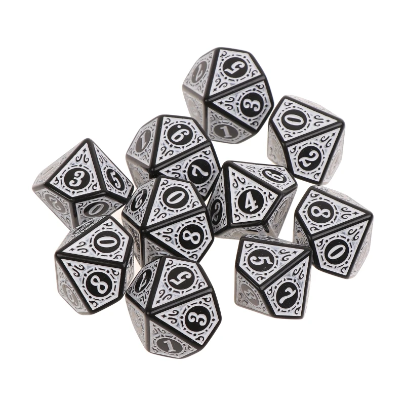 

10Pcs 10 Sided Dice D10 Polyhedral Dice for D&D Games DND RPG MTG Dice Family Party Kids Game House Dice GXMF