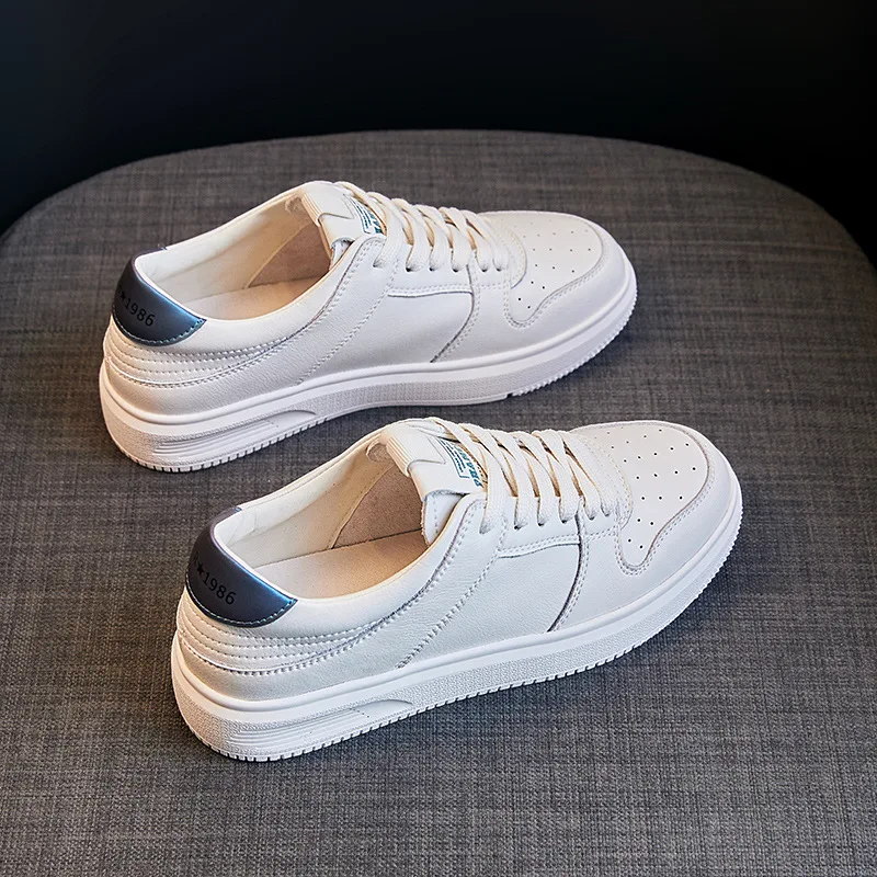 2022 Fashion Sneakers Women Genuine Leather Shoes Casual Woman White Shoes Cow Leather Ladies Sneakers Thick Sole