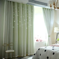 blackout curtain for living room bedroom modern punch high shading hollow out star printed double layer curtain 12m dropship