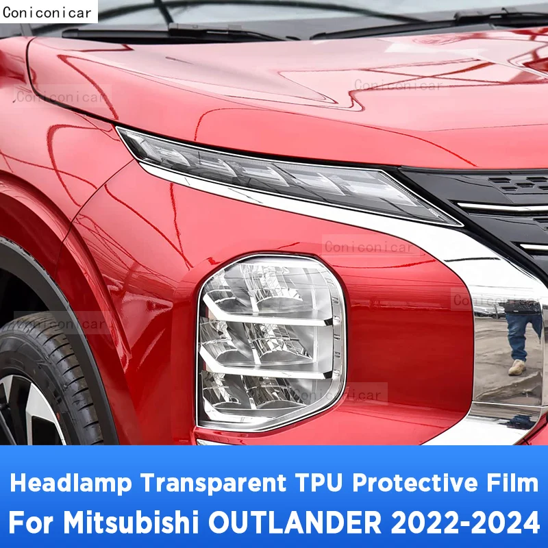 Фото Для Mitsubishi OUTLANDER 2022-2024 автомобильная внешняя фара против царапин передняя лампа прозрачная защитная пленка из ТПУ аксессуары №1