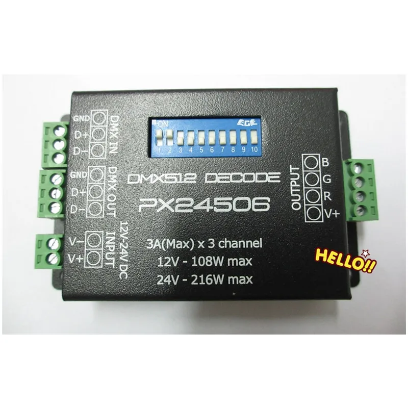 DC12V-24V PX24506 светодиодный драйвер DMX 512 декодер 9A усилитель для светодиодных фонарей