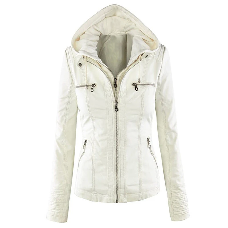 2021 New Women Autumn  jacket Winter Faux Leather Jackets women Coats Lady Black PU Zipper Motorcycle jakcet gothic