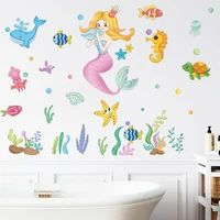 cartoon underwater world cute mermaid self adhesive wall stickers decoration decor home accessories wallpaper