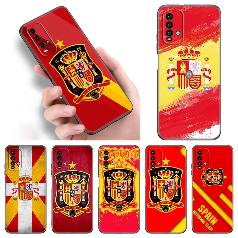 Spain Spanish Flag Phone Case For Xiaomi Redmi Note 11 10 9 8 Pro 11T 5G 10T 10S 9S 9T 9i 9C 9A 8T Soft TPU Black Cover Funda