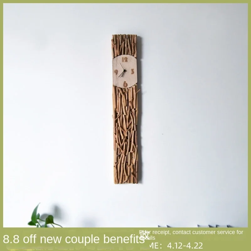 

Slow Living pure handmade solid Wood. silent wall Alarm Living room Household Rectangular Alarm modern Simple. wall Decoration