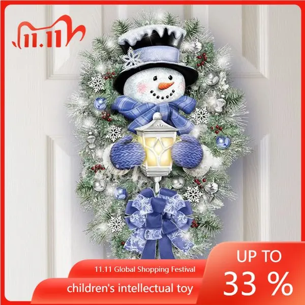 

2022 New Christmas Stickers Decoration for Home Outdoor Window Welcome Snowman Wreath Xmas New Year Door Wall Decoration Decals