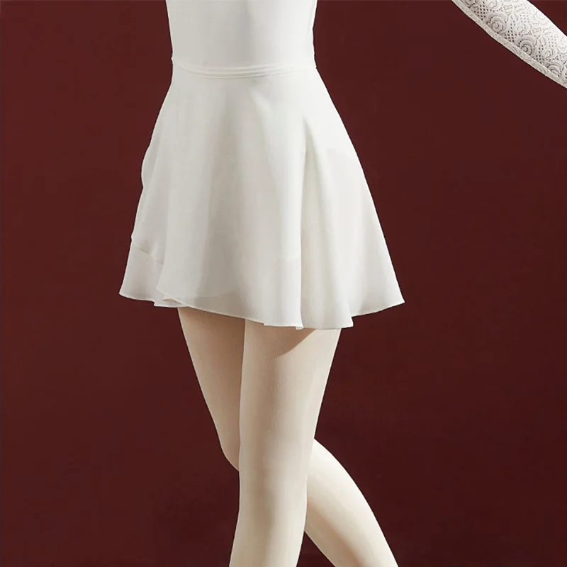 

White Black Burgundy Chiffon Ballet Dance Training Mini Skirt Tutu Adult Ballerina Swan Lake Dancing Short Lace Up Wrap Skirts