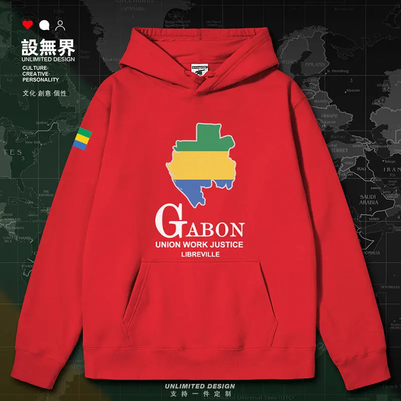 Мужская толстовка с капюшоном и принтом карты Габона белая уличная одежда