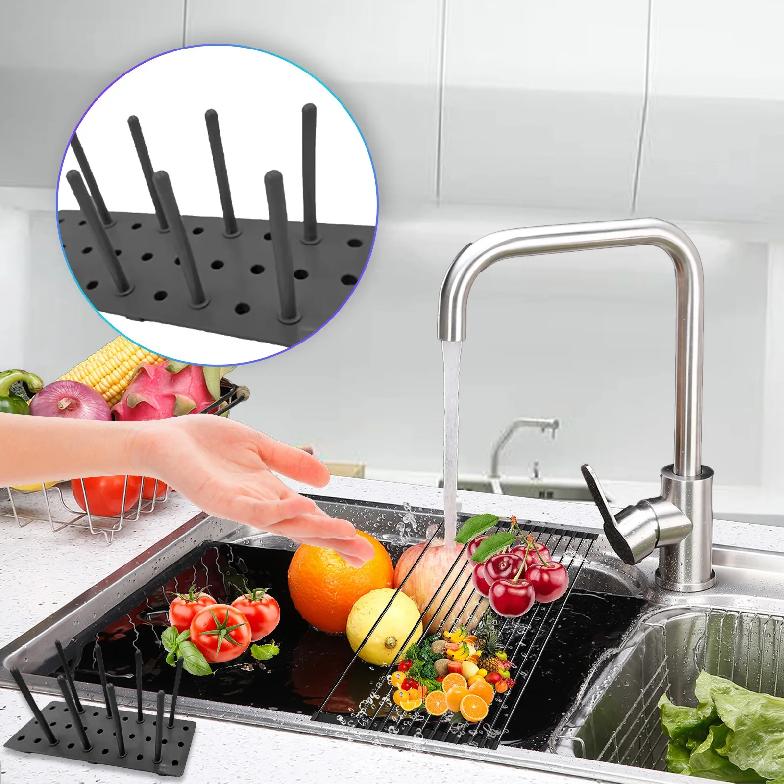 

Подставка под столешницу, держатель для Винных Бокалов, выдвижная подставка из силикагеля для домашней уборки кухни, овощей, бара, стеклянн...