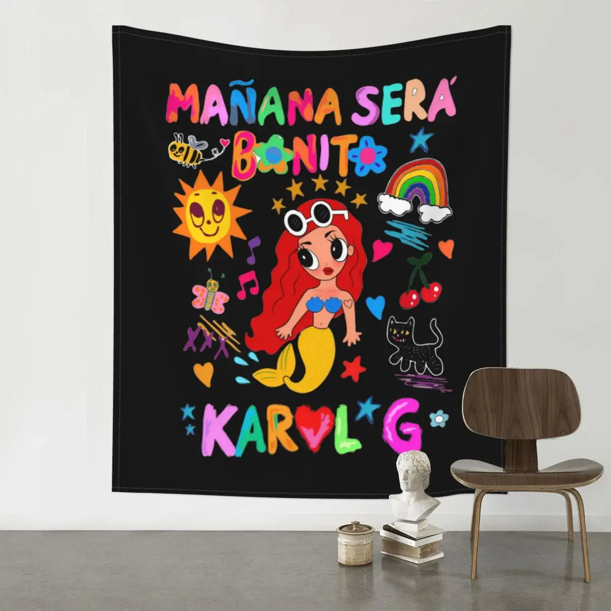 

Manana Sera Bonito Karol G Tapestry Wall Hanging Hippie Polyester Tapestries Music Boho Decoration Wall Decor 95x73cm